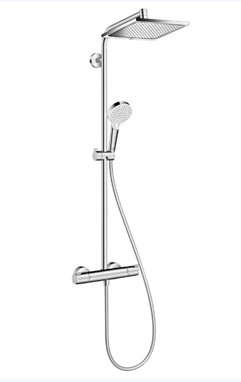 Colonne-de-douche-thermostatique-Hansgrohe-CROMETTA-E-1-jet-ÉcoSmart-chromé