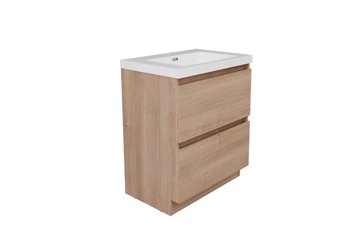 Meuble-vasque-Primeo-Alterna-au-sol-60-cm-avec-2-tiroirs-Chêne-Clair