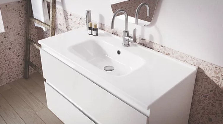 Meuble-complet-Aquance-2-tiroirs-100cm-blanc