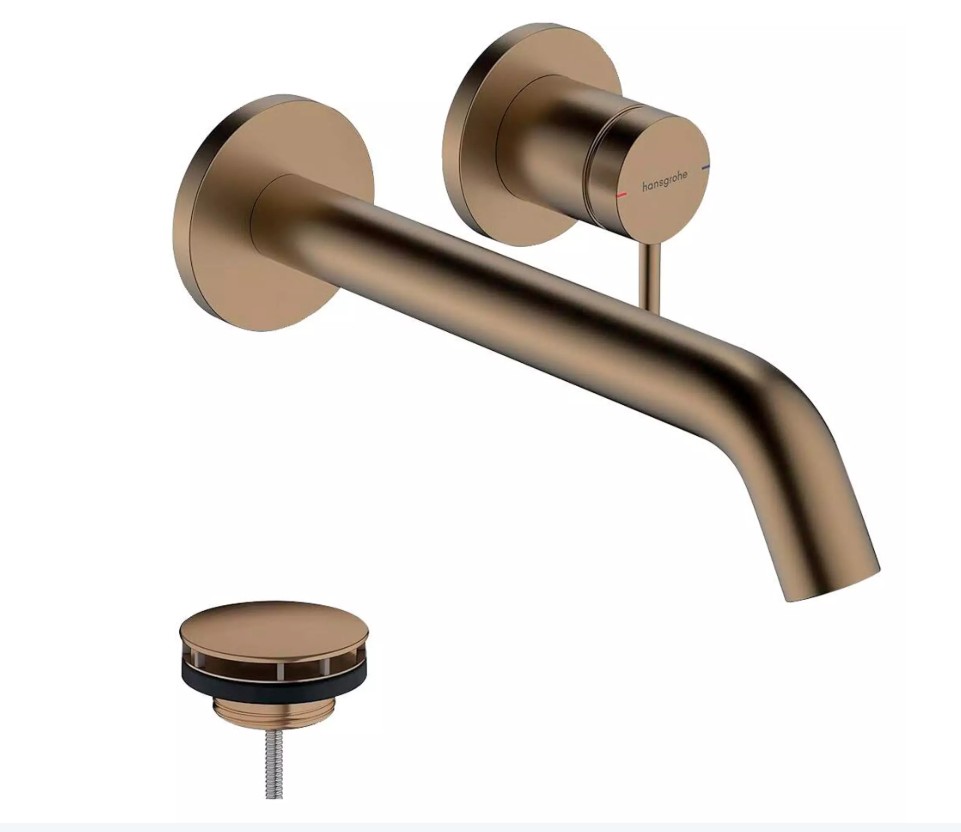 Mitigeur-lavabo-mural-2-trous-TECTURIS-S,-bec-22.5-cm,-bronze-brossé